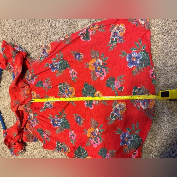 Old Navy Bright Orange Floral Tank Top, Size Medium - Picture 4 of 5